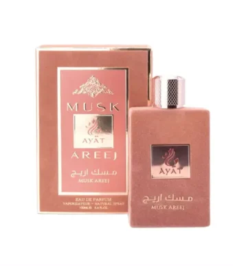 Musk Areej is an exquisite fragrance that begins with top notes of lychee and white flower. Lychee, with its juicy sweetness and distinct aroma, pairs perfectly with the delicacy of white flowers, creating a fresh and captivating opening. At the heart of the fragrance, raspberry brings a fruity and slightly tart note, while peony and rose add a sophisticated and romantic floral depth. This floral and fruity combination gives the heart of Musk Areej a rich and enveloping texture, evoking a feeling of purity and elegance. Base notes of musk and vanilla conclude the fragrance with a soft and comforting base. Musk offers a subtle sensuality that blends harmoniously with the creamy richness of vanilla, ensuring a long-lasting and captivating trail. Musk Areej is an ideal perfume for those who wish to express delicate femininity and a seductive presence.